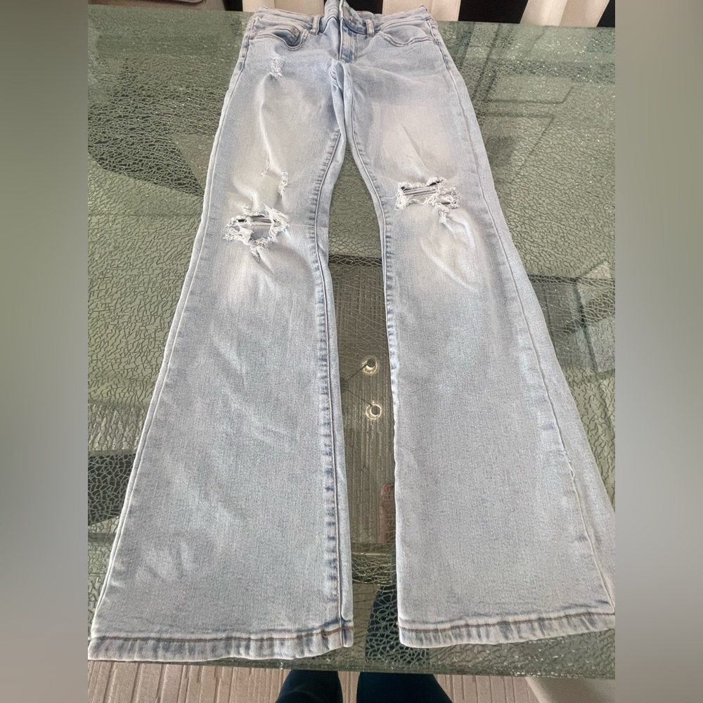 Aeropostale Light Blue Distressed Flare Jeans